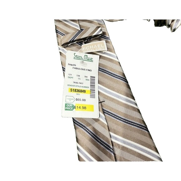 Michael Kors Men's Blue Striped Tie  100% Silk Made in China New With Tag - Picture 5 of 7